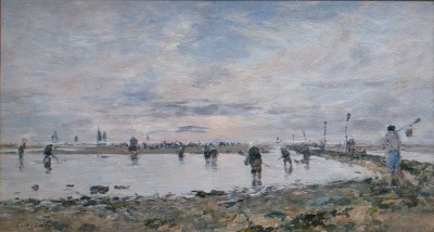 Marée basse à trouville Pêcheurs de crevettes - 1879 -Eugène Boudin
