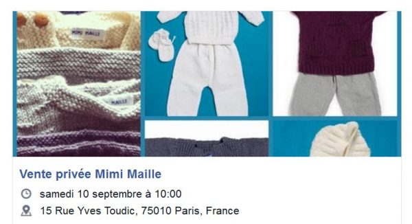 Vente privée Mimi Maille samedi 10 septembre, 15 rue Yves Toudic 75010