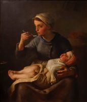 Femme faisant manger son enfant - 1861 - Jean-François Millet - Un des fondateurs de l'école de Barbizon