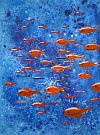 Jérôme mesnager - Poissons rouges - acrylique sur toile - 130 x 97