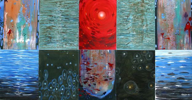 Cécile Vilaseque et Jérôme mesnager - Assemblage 2 - acrylique sur toile - 10 x (130 x 97)